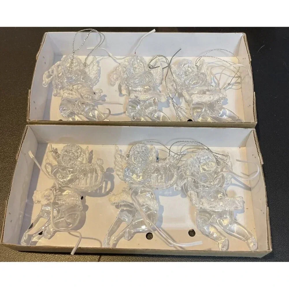 Dillard's Trimmings Christmas Holiday Ornaments Angels Harp Bow Arrow‎ Lot Of 6